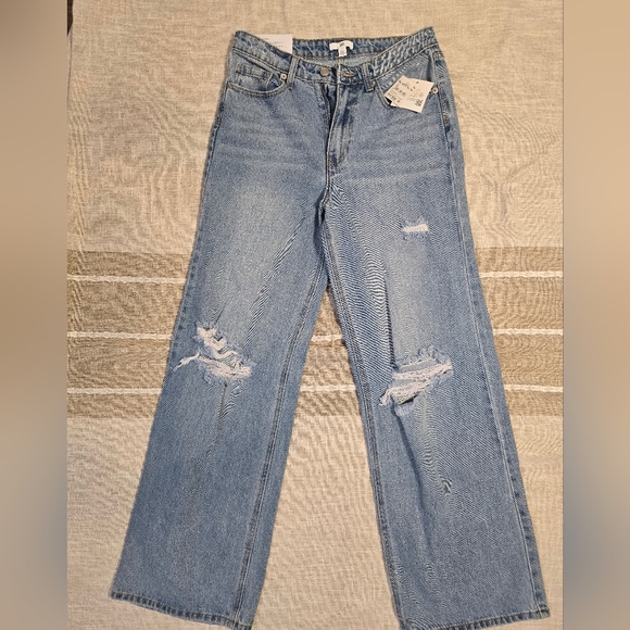 BP. Jeans Womens 28 High Rise Wide Leg Medium Wash Denim Ripped Casual - Picture 11 of 11